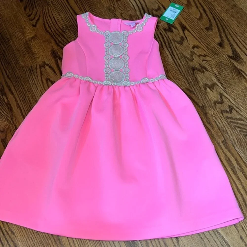 Lilly Pulitzer Girls Baylee Fit & Flare Dress in Pink Sunset Size X-Large NWT